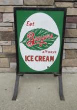 Excellent Antique Breyers Ice Cream Dbl. Sided Porcelain Curb Sign