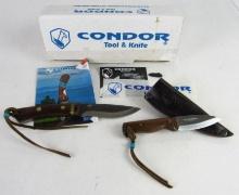 Lot (2) NOS Condor (El Salvador) Fixed Blade Knives incl. Mini Bushlore