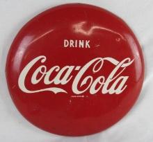 Excellent Vintage Coca Cola Coke 16" Metal Button Sign
