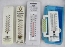 Lot (4) Vintage Advertising Termometers- Esso, Marathon, Inter-City Oil, Chevrolet