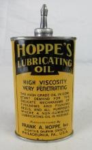 Antique Hoppe's Gun Oil Handy Oiler Tin w/ Lead Top