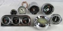 Excellent Collection Vintage Muscle Car Era Gauges/ Tachometers, Clock, etc