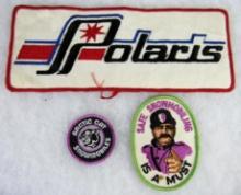 Lot (3) Vintage Snowmobile Related Patches including LARGE POLARIS