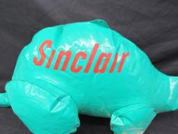 Vintage Sinclair Gas Station Inflatable Dino w/ 1952 Sinclair Greeting Card w/ Gas Pumps