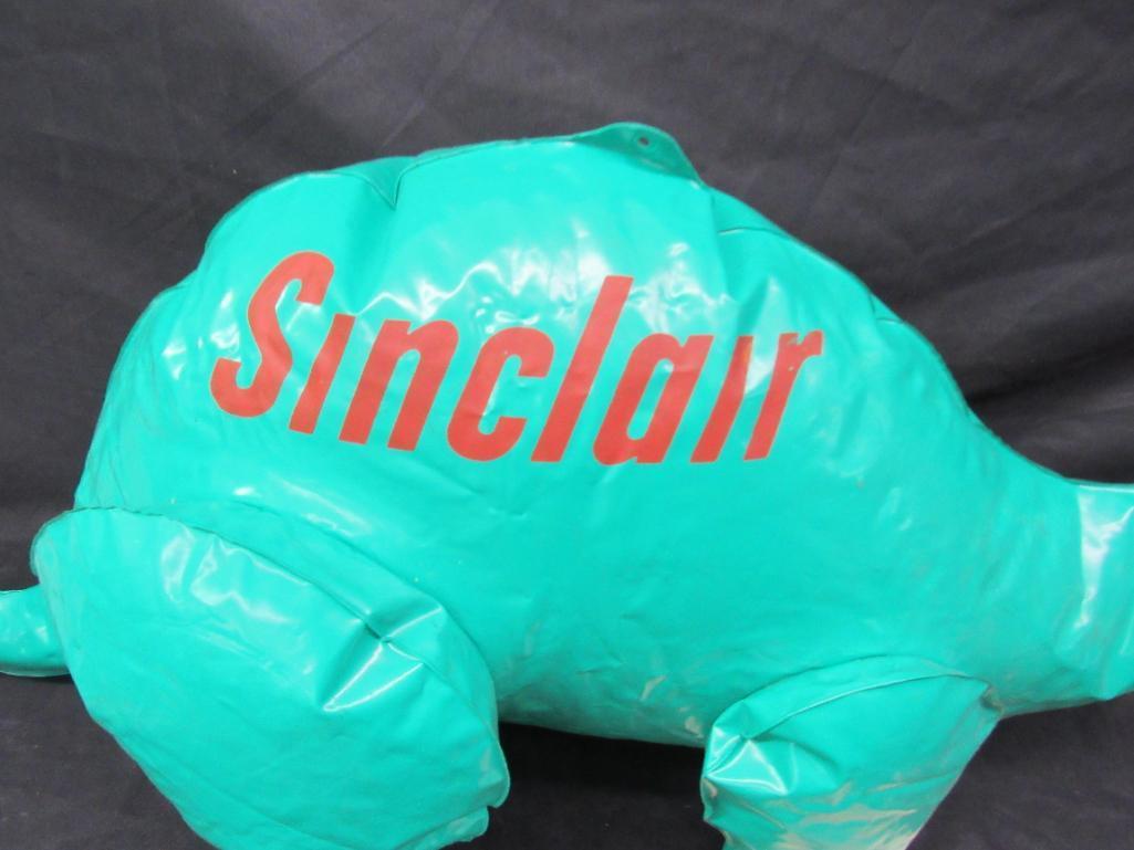 Vintage Sinclair Gas Station Inflatable Dino w/ 1952 Sinclair Greeting Card w/ Gas Pumps