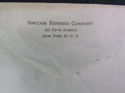 Vintage Sinclair Gas Station Inflatable Dino w/ 1952 Sinclair Greeting Card w/ Gas Pumps