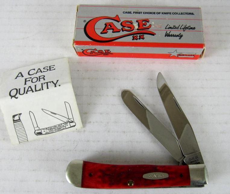 Beautiful 1992 Case XX #DR6254 Large Trapper Redbone Folding Knife MIB