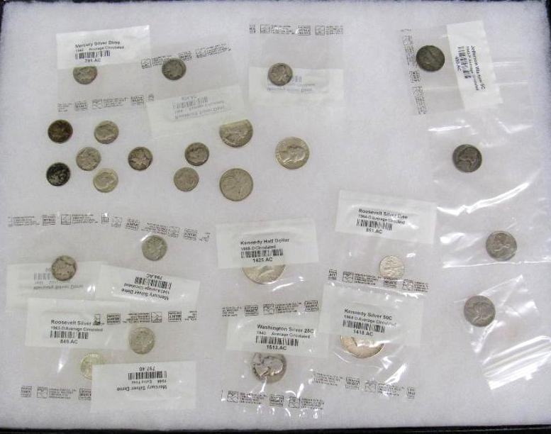 Large Lot Mostly US 90% Silver Coins. Quarters Dimes Halves ++