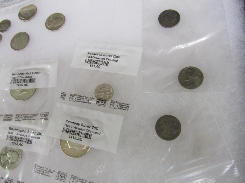 Large Lot Mostly US 90% Silver Coins. Quarters Dimes Halves ++