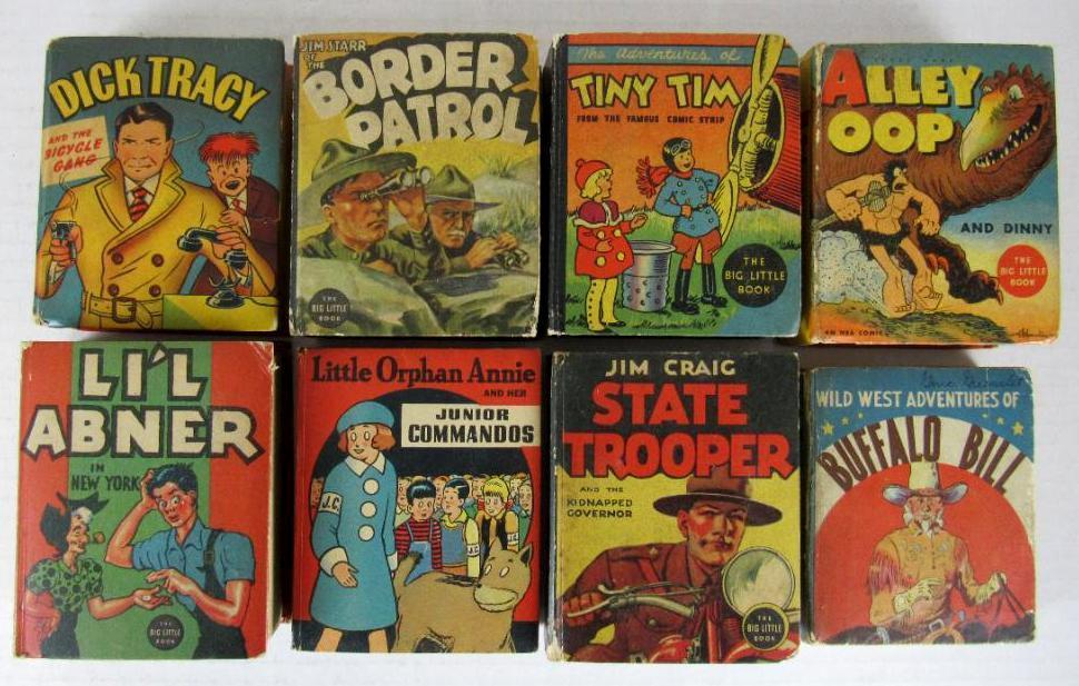 Lot (8) Antique BLB Big Little Books- Lil Abner, Dick Tracy, Buffalo Bill, etc