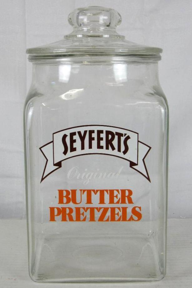 Vintage Seyfert's Butter Pretzels Counter/ Store Jar 13"