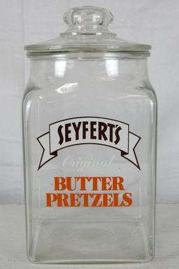 Vintage Seyfert's Butter Pretzels Counter/ Store Jar 13"
