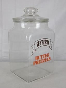 Vintage Seyfert's Butter Pretzels Counter/ Store Jar 13"