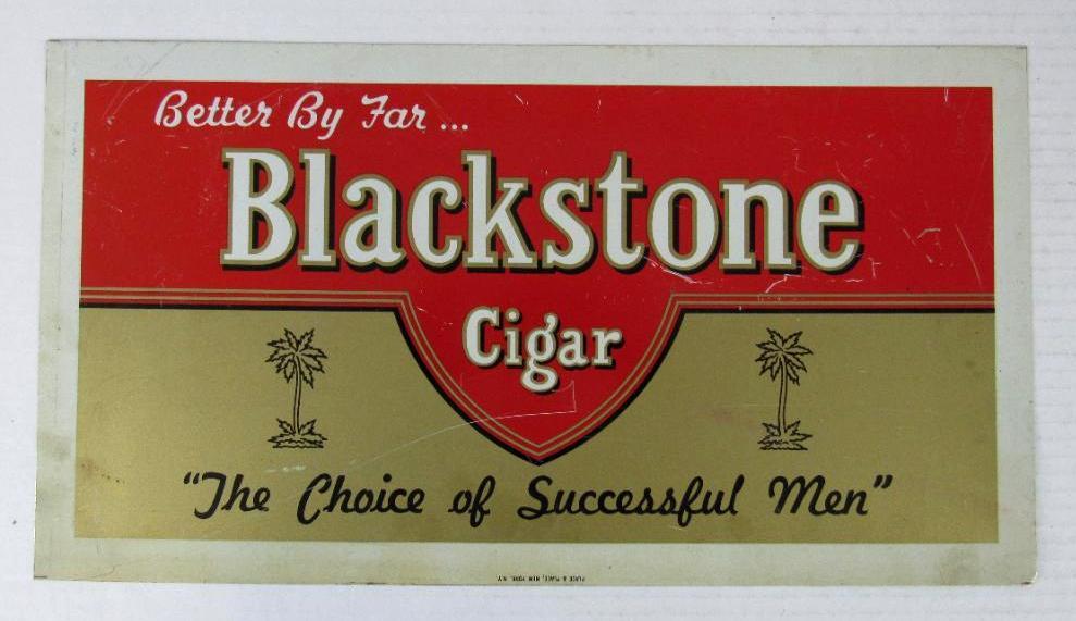 Vintage Blackstone Cigars Tin Sign 10 x 18" (1950's/60's)
