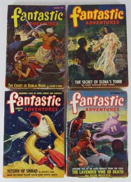 Lot (4) 1940's Fantastic Adventures Golden Age Sci-Fi/ GGA Pulps