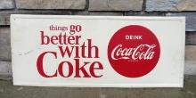 Beautiful Coca Cola "Things Go Better with Coke" Embossed Metal Sign