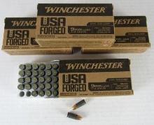 Lot 4 NOS Boxes (200 Rds) Winchester USA Forged 9 mm Luger Ammo