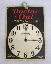 Antique (1920's?) Doctor In & Doctor Out Window Sign by Veracolate