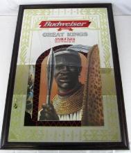 Vintage Budweiser "Great Kings" Shaka Zulu King of the Zulus Beer Mirror