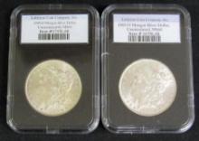 1898-O & 1885-O US Morgan Silver Dollars. Littleton Coin Co MS 60