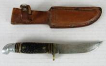 Vintage Western (USA) 8.75" Stag Handle Fixed Blade Hunting Knife