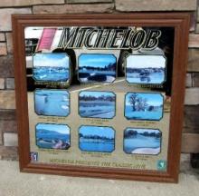 Large Vintage Michelob Beer "Classic Nine" Golf Themed Bar Mirror