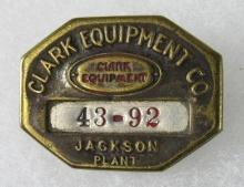 Antique Clark Equipment (Jackson) Employee Plant Badge