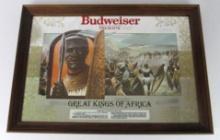 Vintage Budweiser "Great Kings of Africa" Shaka - King of Zulus Beer Mirror