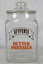 Vintage Seyfert's Butter Pretzels Counter/ Store Jar 13"
