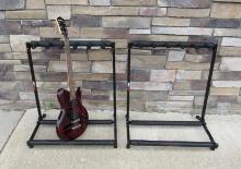Lot (2) Pro-Line 5 Guitar Folding Padded Guitar Stands