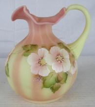 Fenton Art Glass Hand Painted Burmese 6.5" Pitcher