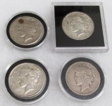 Lot (4) 1923 US Peace $1.00 Silver Dollars