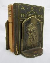 Antique Cast Iron Art Nouveau "The Storm" Man & Woman Bookends