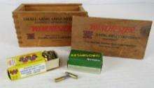 8 Boxes (400 Rds) Assorted 22 Long Rifle Ammo in Wooden Winchester Box