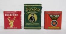 Lot (3) Antique Vertical Pocket Tobacco Tins- Target, Tuxedo, Buckhorn