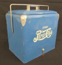 Excellent Antique Pepsi Cola Progress Refrigerator Double Dot Metal Ice Chest Cooler