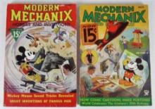 1933 & 1937 Modern Mechanix Magazines- Mickey Mouse Covers