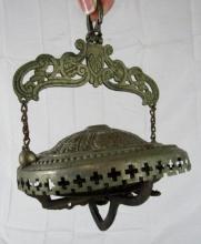 Antique Victorian Era Metal Oil Lamp Chain Retractor