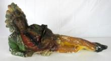 Antique Chalkware Cigar Store Indian Statue Display 23" Long