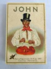 Excellent Antique "John" Empty Cigarette Cardboard Box/ Pack- Black Americana