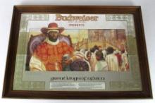 Vintage Budweiser "Great Kings of Africa" Menelek II- King of Abyssinia Beer Mirror