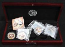 Lot (4) Bradford Exchange "The Bible" 1 Oz. Silver Rounds w/ Wooden Display