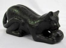 Antique Cast Iron Cat Playing Still Bank