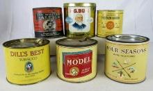 Lot (6) Vintage Mid-Size Tobacco Tins RG Dunn, Model, Conway's Private Blend+