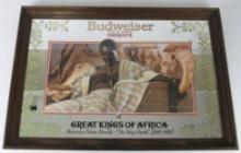 Vintage Budweiser "Great Kings of Africa" Behanzin Hossu Bowelle - King Shark Beer Mirror