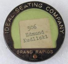 Antique Ideal Seating Company (Grand Rapids, MI) Employee Plant Badge
