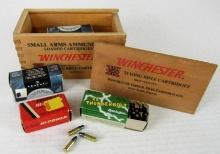 8 Boxes (400 Rds) Assorted 22 Long Rifle Ammo in Wooden Winchester Box