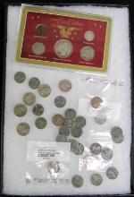 Estate Lot of US Coins w/ Silver. Barber Half, Barber Quarter, Steel Cents & More