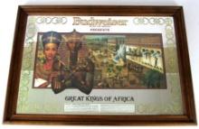 Vintage Budweiser "Great Kings of Africa" Akhenaton - Pharoh of Egypt Beer Mirror