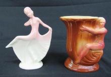 (2) Antique Ceramic/ Pottery Art Deco Lady Pieces